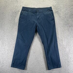 Reserved Pant Mens 36x26 Blue Cotton Chino Straight Slim Business Preppy Stretch